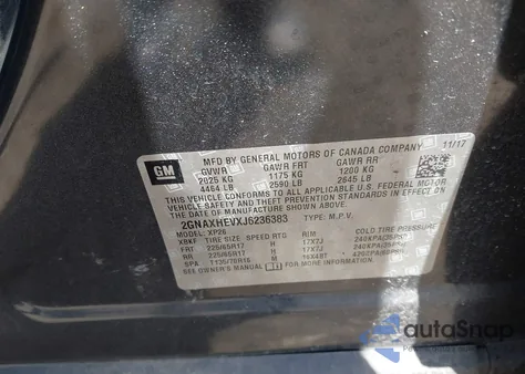 2018 Chevrolet Equinox Ls z USA, uszkodzony, nr VIN 2GNAXHEVXJ6236383